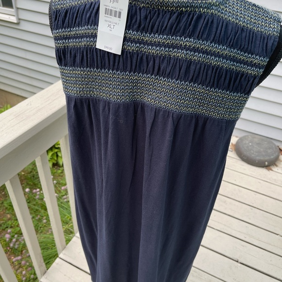 J.Jill embroidered navy blue sleeveless dress. Size XLT. Cotton knit. NWT - Picture 5 of 6
